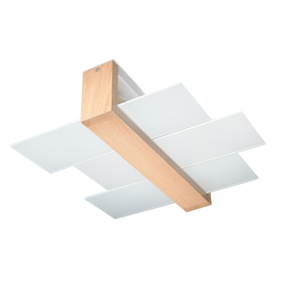 Plafonieră FENIKS 2 din lemn natural şi sticlă, scandinav – Lumiex