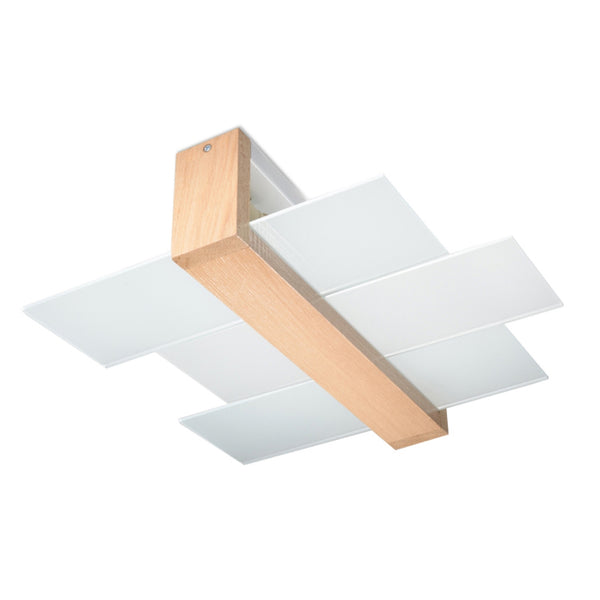 Plafonieră FENIKS 2 din lemn natural şi sticlă, scandinav – Lumiex