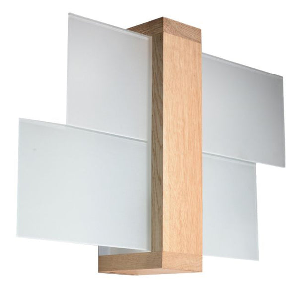 Aplică de perete FENIKS 1 din lemn natural şi sticlă, scandinav – Lumiex