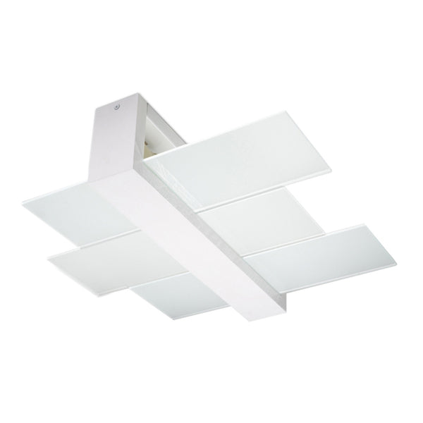 Lustră de tavan FENIKS 2 albă din lemn şi sticlă, scandinav – Lumiex