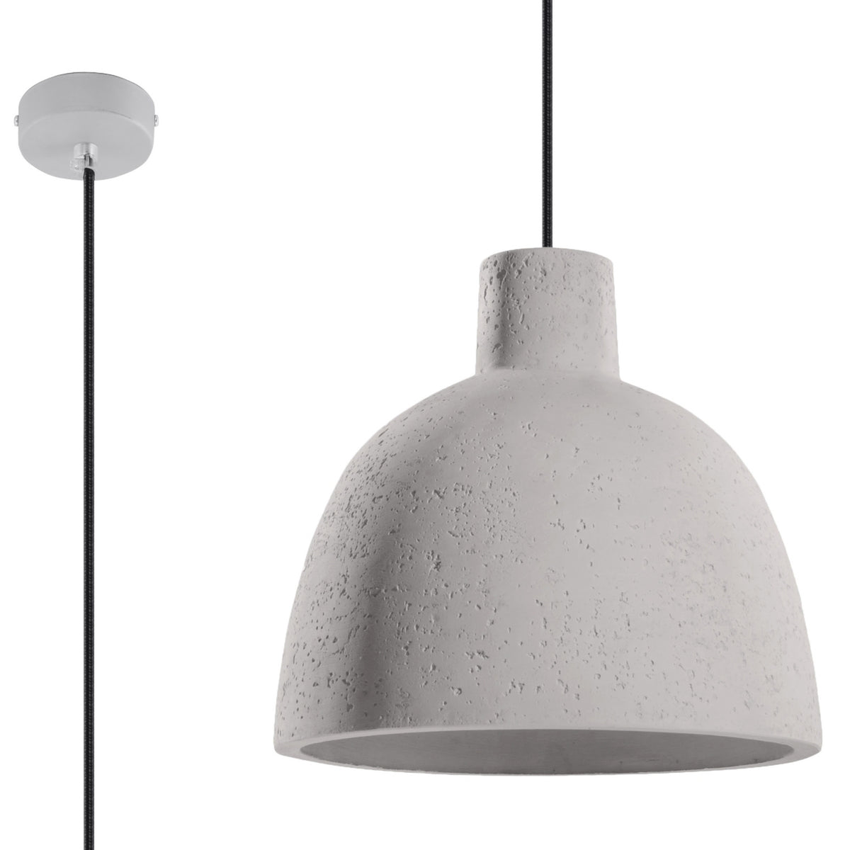 Pendul DAMASO din beton gri, stil industrial – Lumiex
