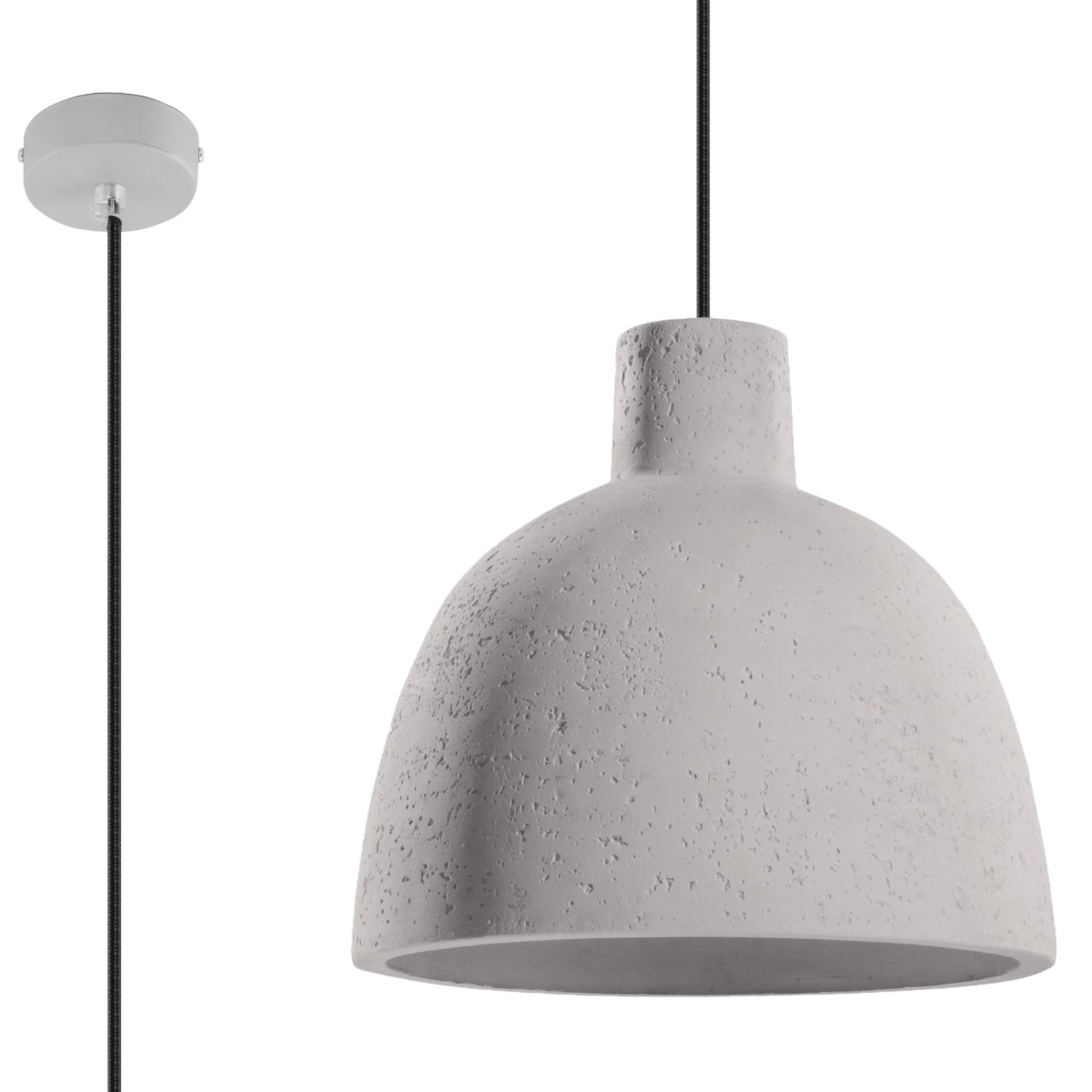 Pendul DAMASO din beton gri, stil industrial – Lumiex
