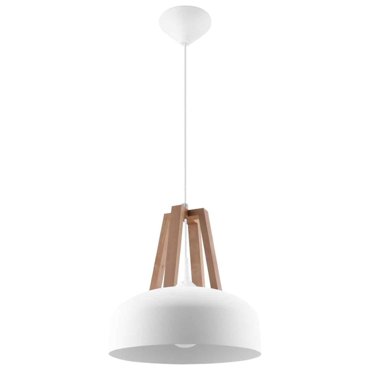 Lampa suspendata CASCO alb/lemn natural