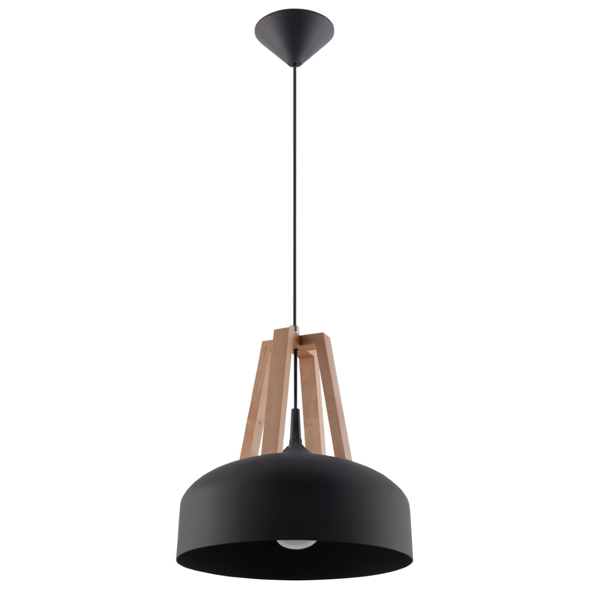 Lampa suspendata CASCO negru/lemn natural