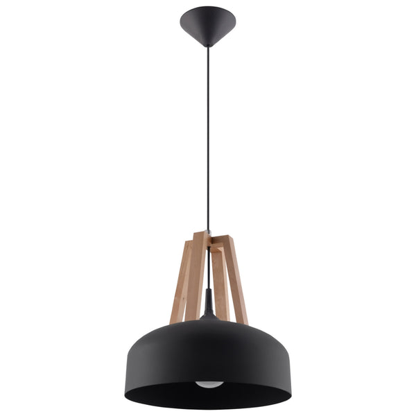 Lampa suspendata CASCO negru/lemn natural