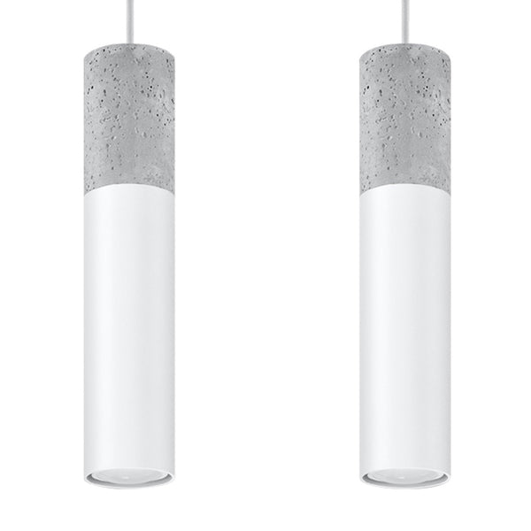 Pendul BORGIO 2 alb din oțel și beton, stil modern – Lumiex