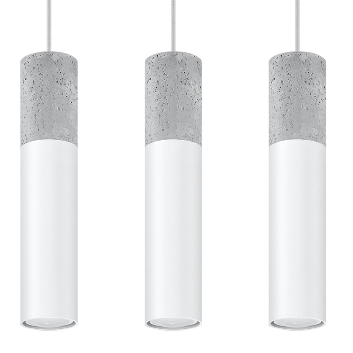 Lustră suspendată BORGIO 3L albă din oțel și beton, modern – Lumiex