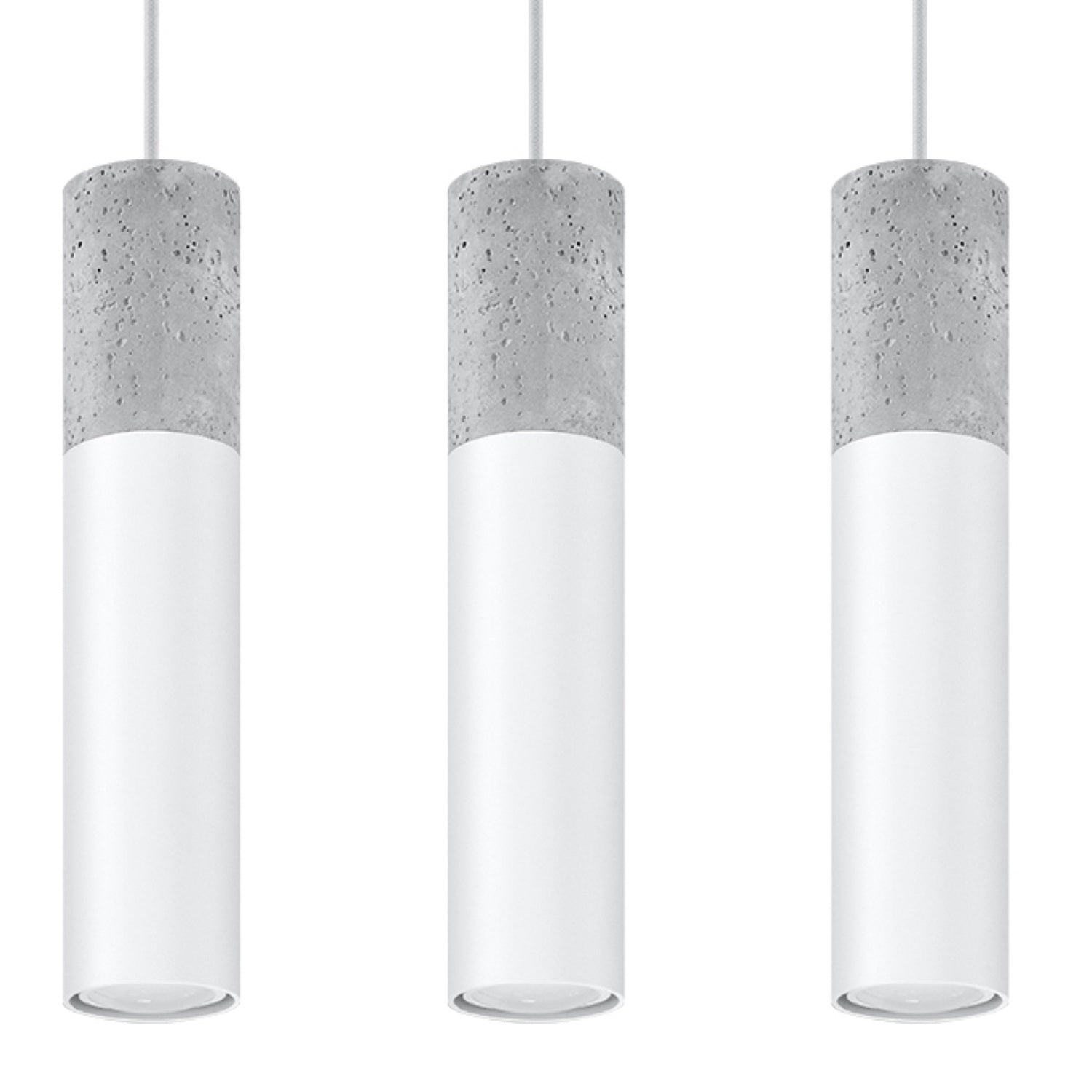 Lustră suspendată BORGIO 3L albă din oțel și beton, modern – Lumiex
