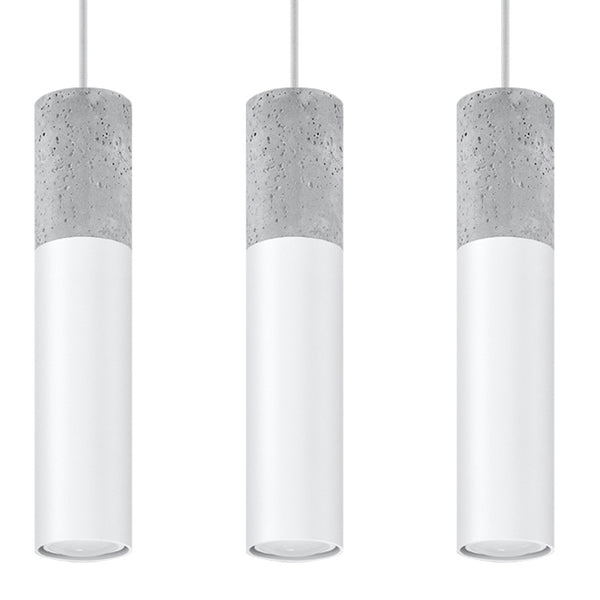 Lustră suspendată BORGIO 3L albă din oțel și beton, modern – Lumiex