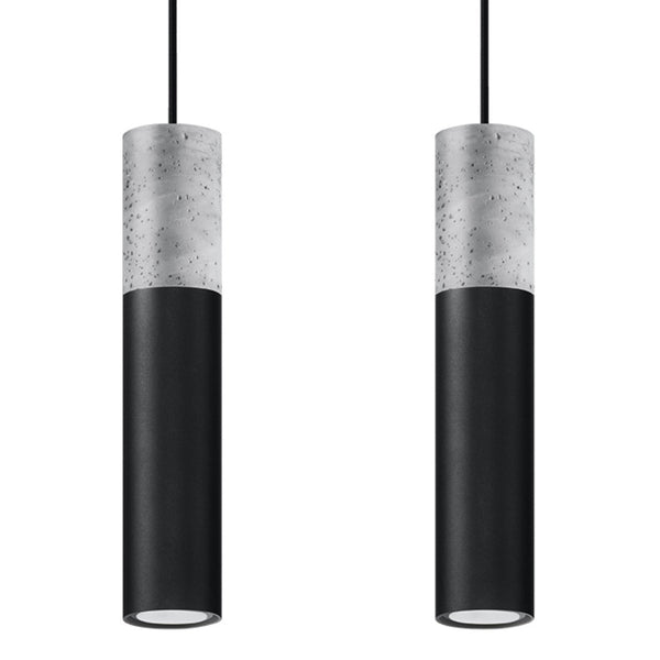 Pendul BORGIO 2 negru din oțel și beton, stil modern – Lumiex