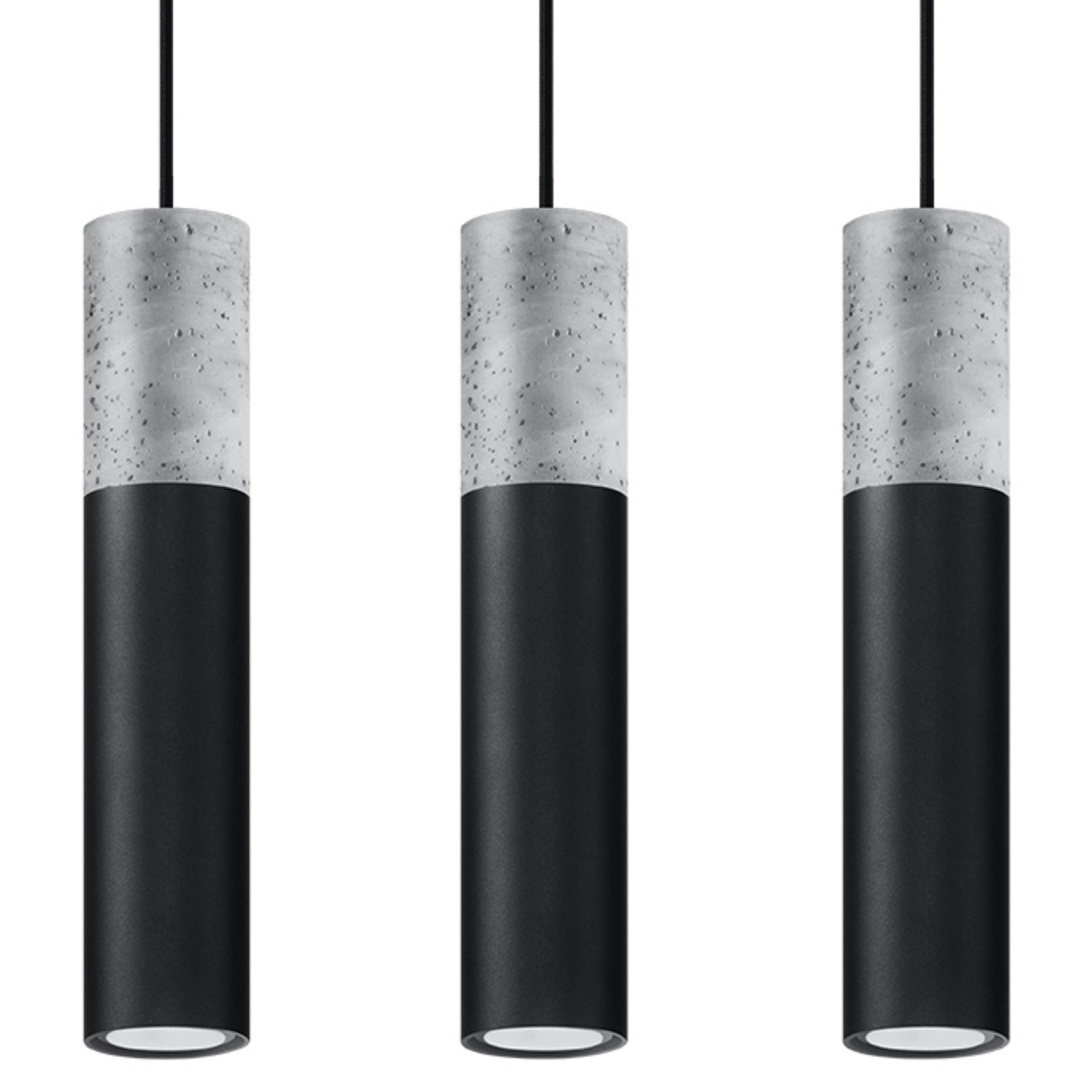 Lustră suspendată BORGIO 3L neagră din oțel și beton, modern – Lumiex