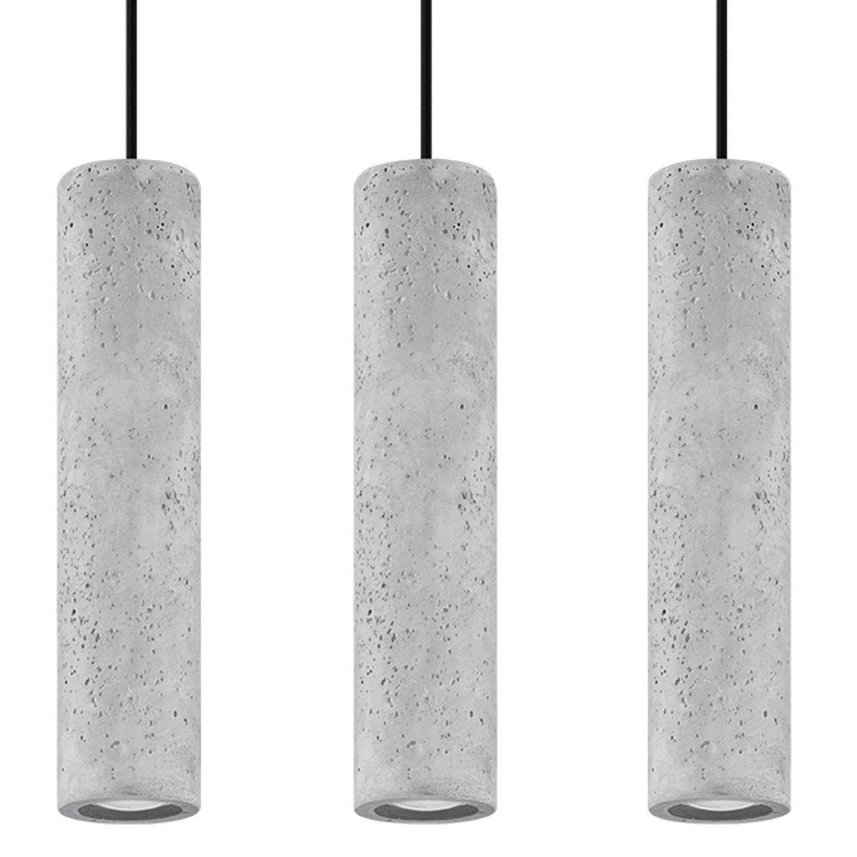 Lustră suspendată LUVO 3L din beton gri, industrial – Lumiex