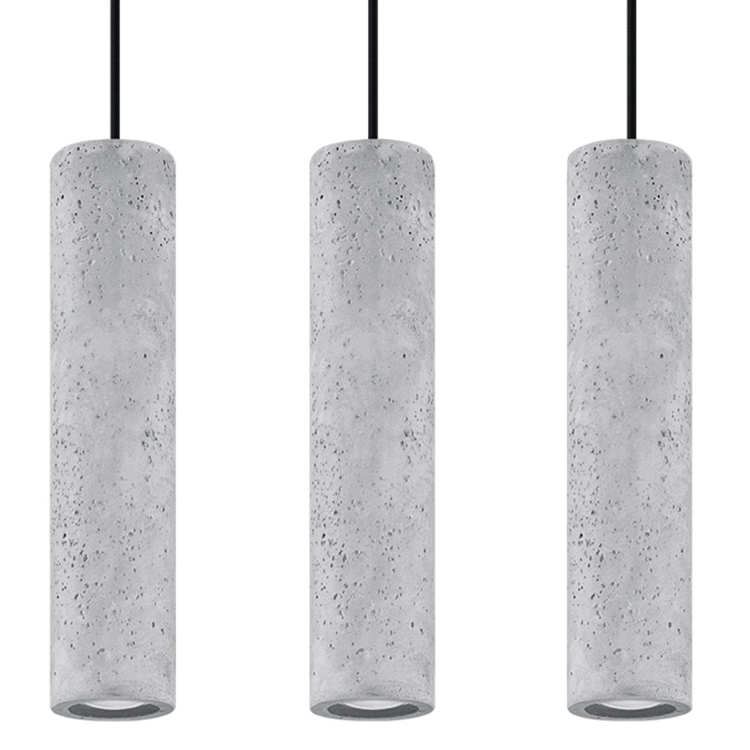 Lustră suspendată LUVO 3L din beton gri, industrial – Lumiex