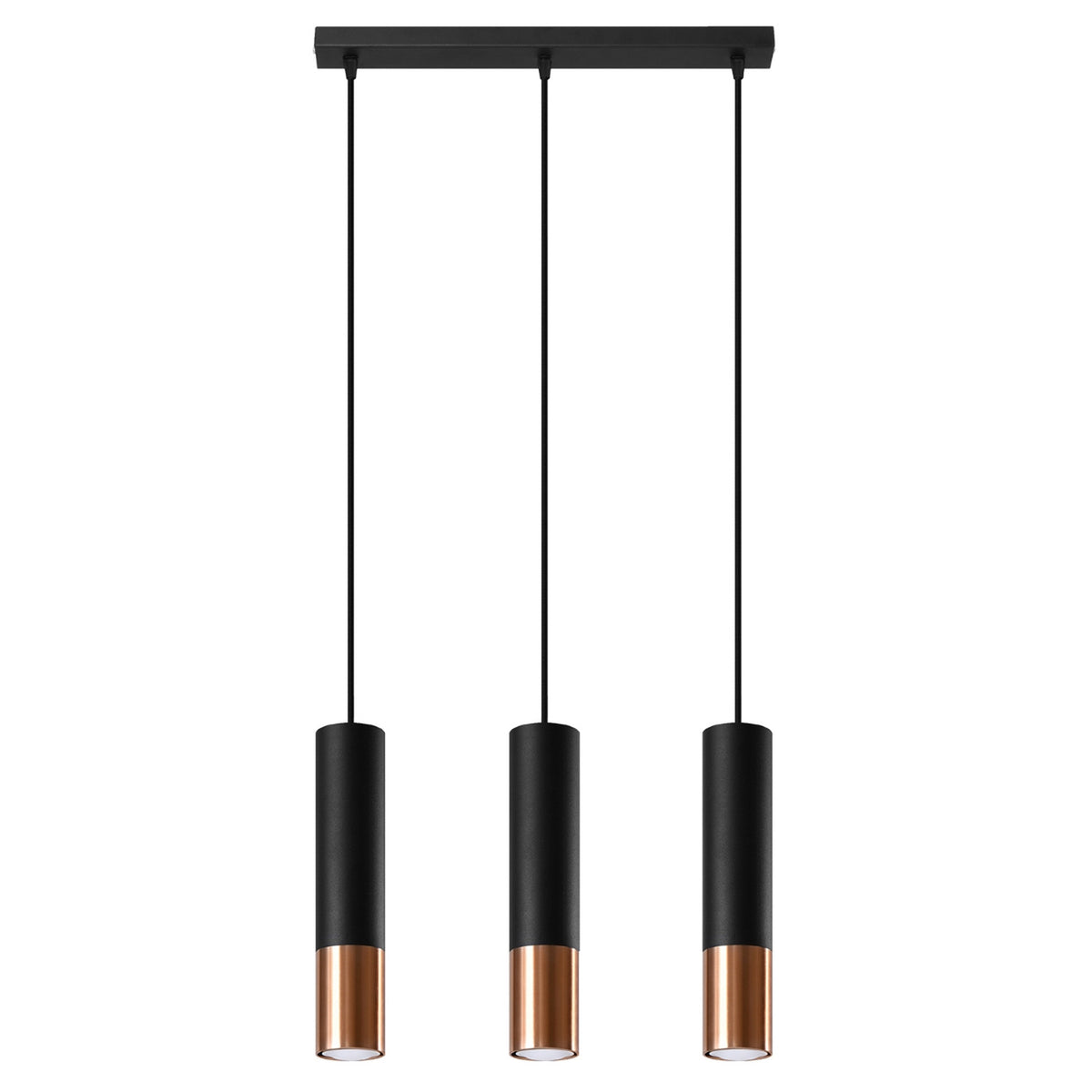 Lampa suspendata LOOPEZ 3L negru/cupru