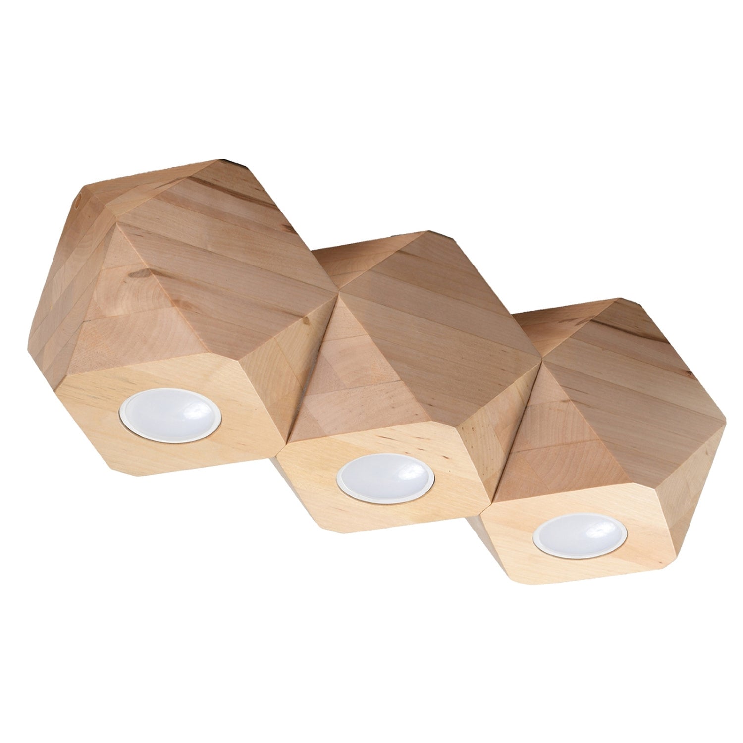 Plafonieră WOODY 3 din lemn natural, stil scandinav – Lumiex