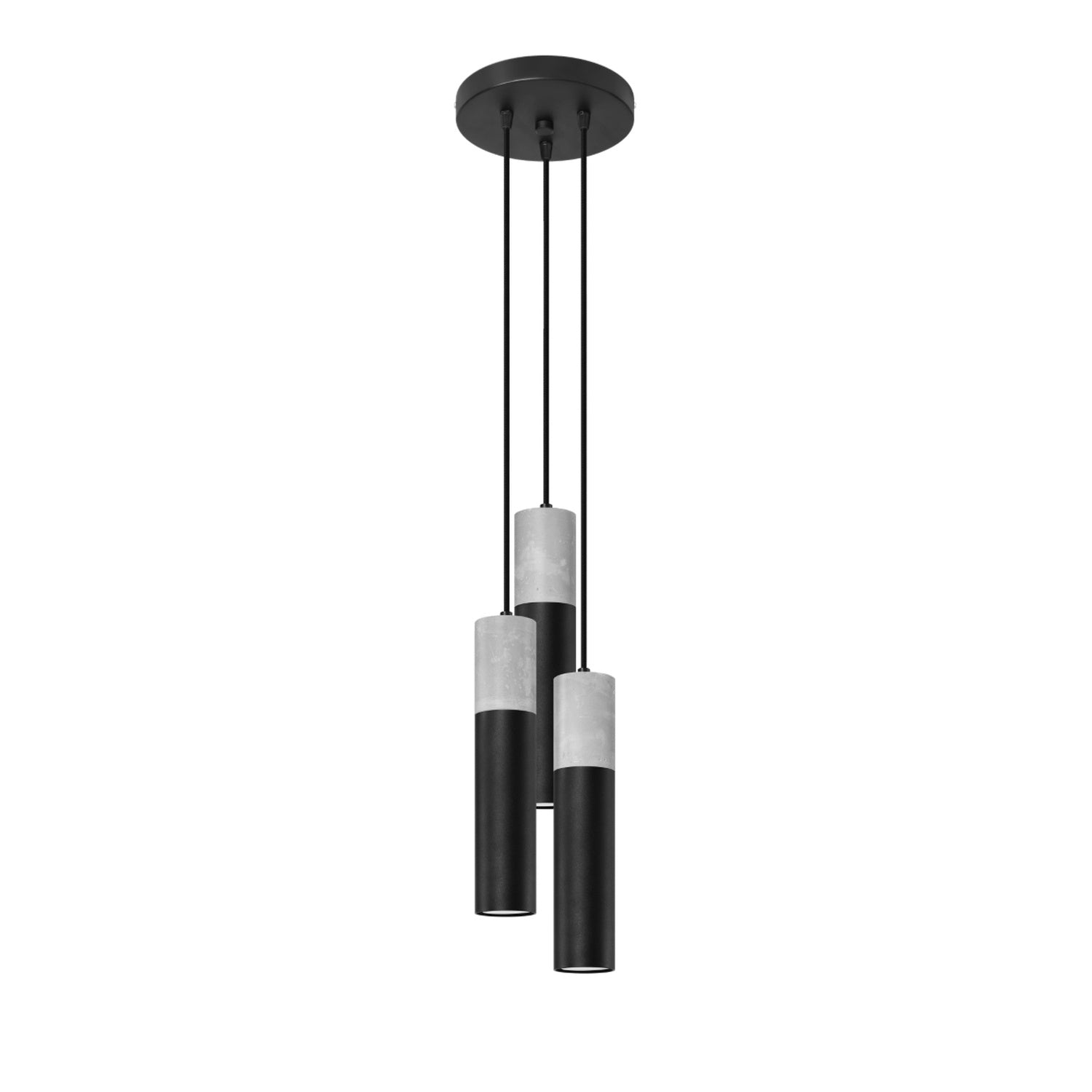 Lustră suspendată BORGIO 3P neagră din oțel și beton, modern – Lumiex