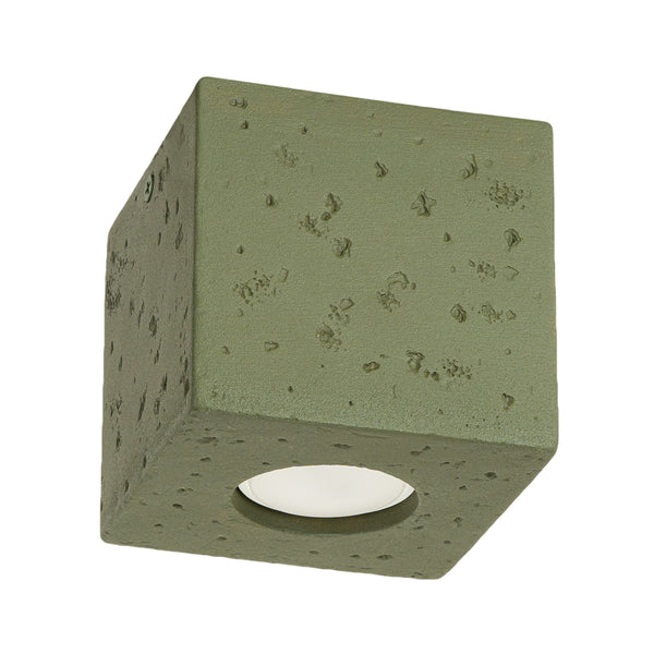 Plafonieră QUAD din beton verde măsliniu, industrial – Lumiex