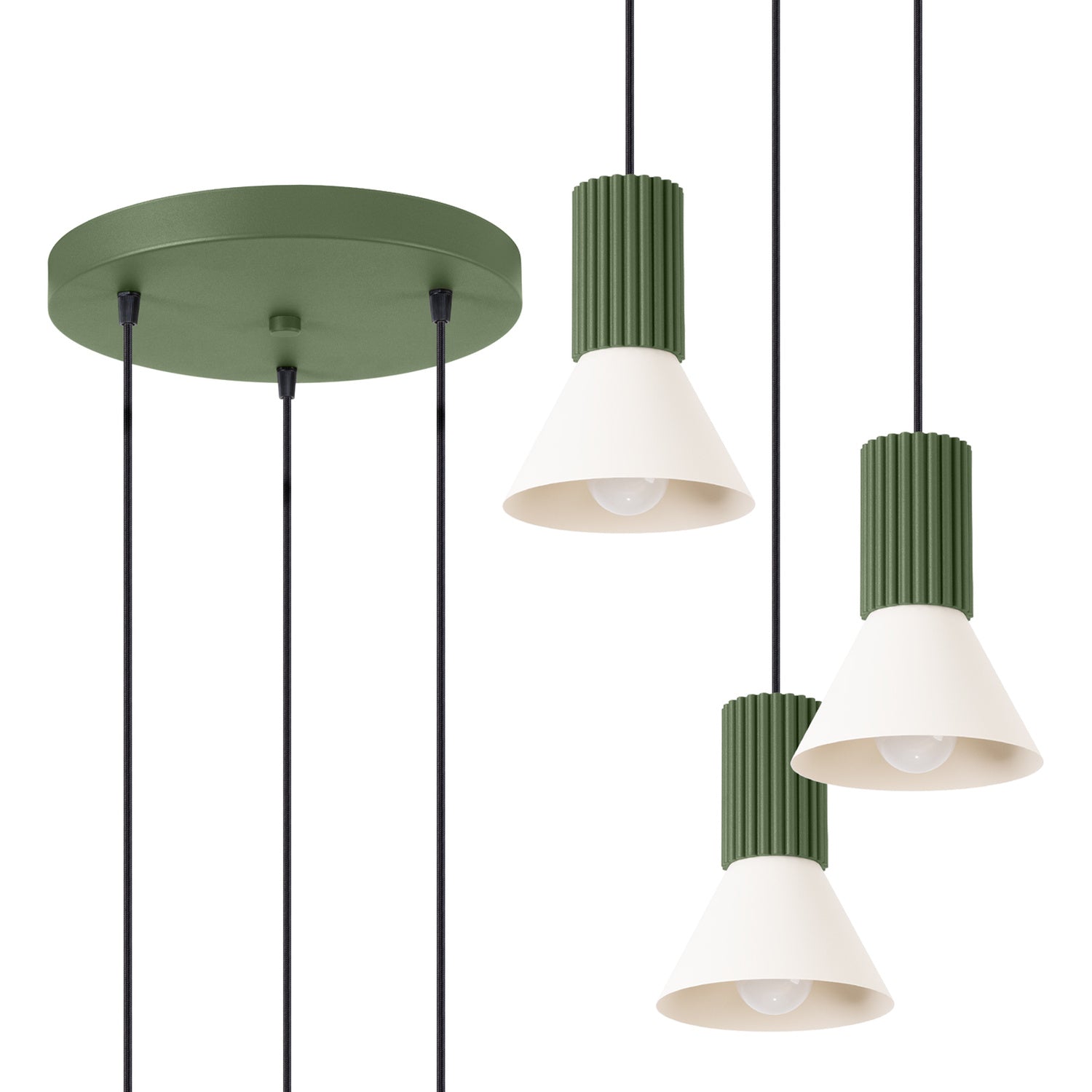 Lampa suspendata ESTRIA 3P bej/verde-oliv