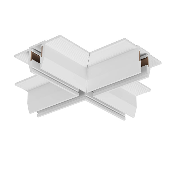 Conector în cruce profil încastrat XFIVE - Alb mat